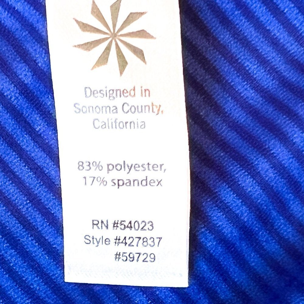 Athleta long sleeve bright blue striped reflective gathered bust line Small - Picture 7 of 10